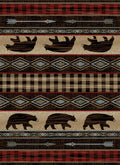 Lodge King Bear Down Red Area Rug