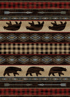 Lodge King Bear Down Red Area Rug