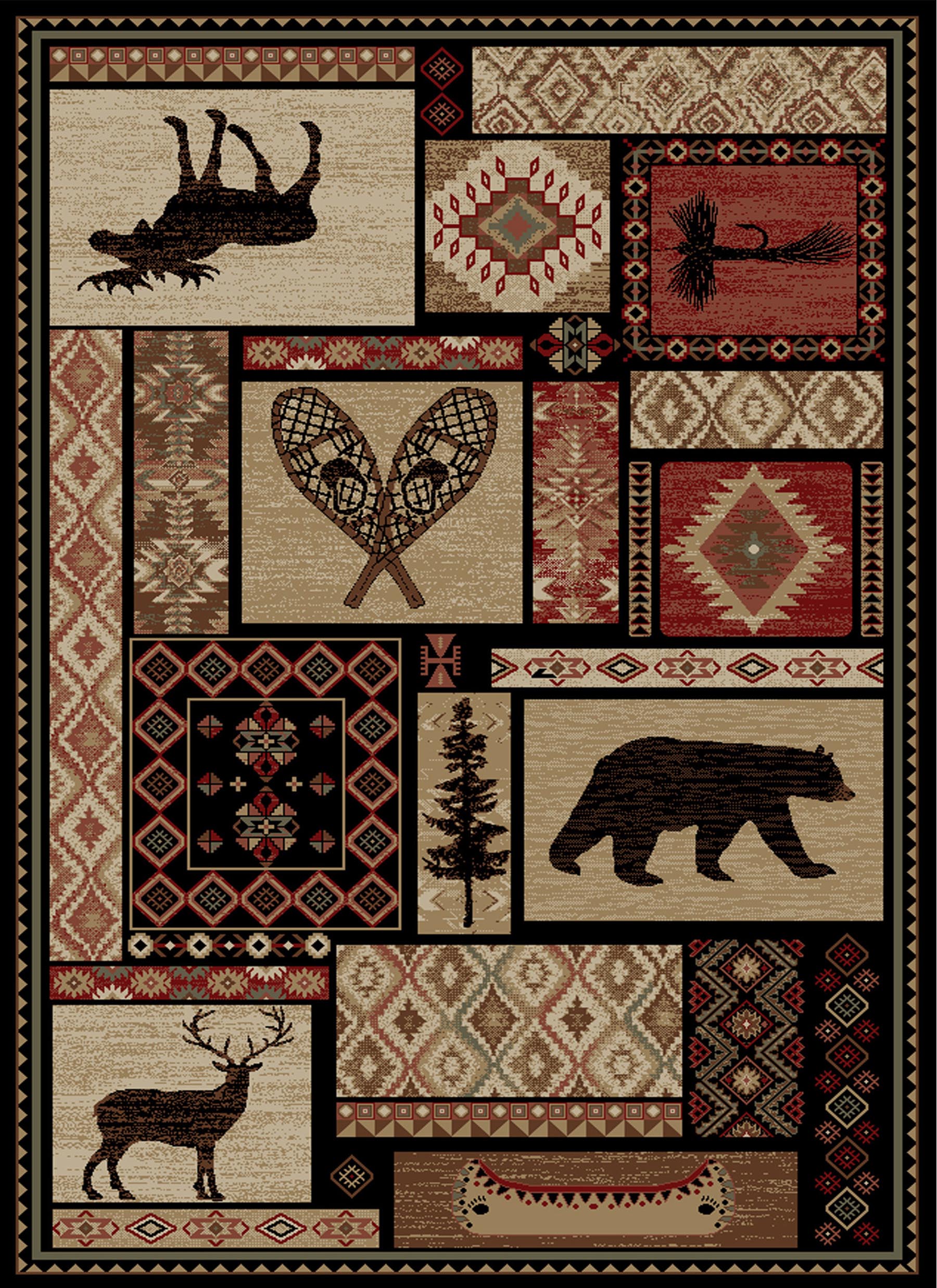 Lodge King Patchwork Multi Area Rug
