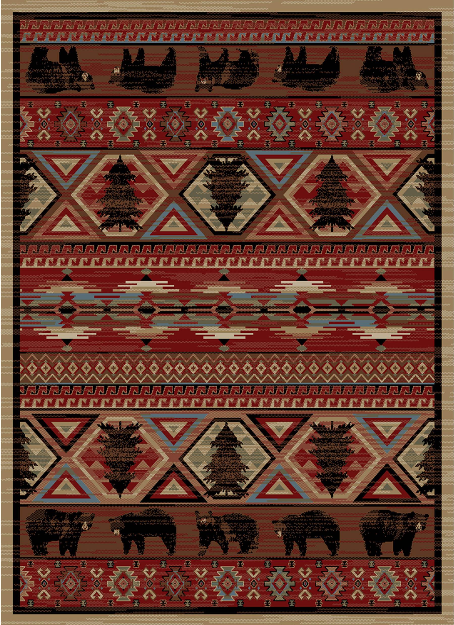 Lodge King Red Pine Area Rug