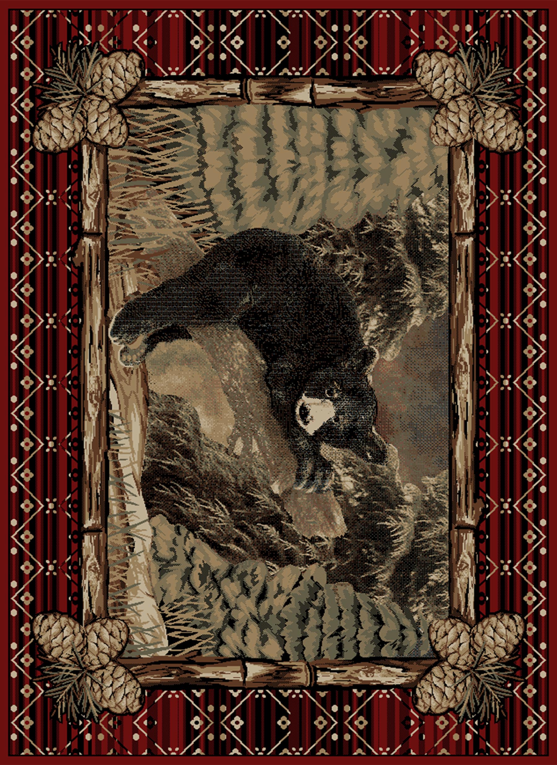 Lodge King Lazy Bear Multi Area Rug