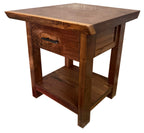 Modern Farmhouse Western Live Edge Walnut & Metal End Or Bedside Table With Drawer