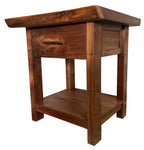 Modern Farmhouse Western Live Edge Walnut & Metal End Or Bedside Table With Drawer