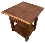 Modern Farmhouse Western Live Edge Walnut & Metal End Or Bedside Table With Drawer