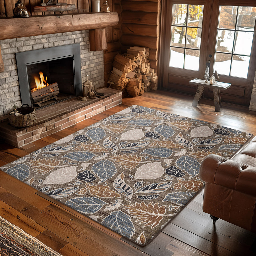 Image of an area rug, Leaves - Suede