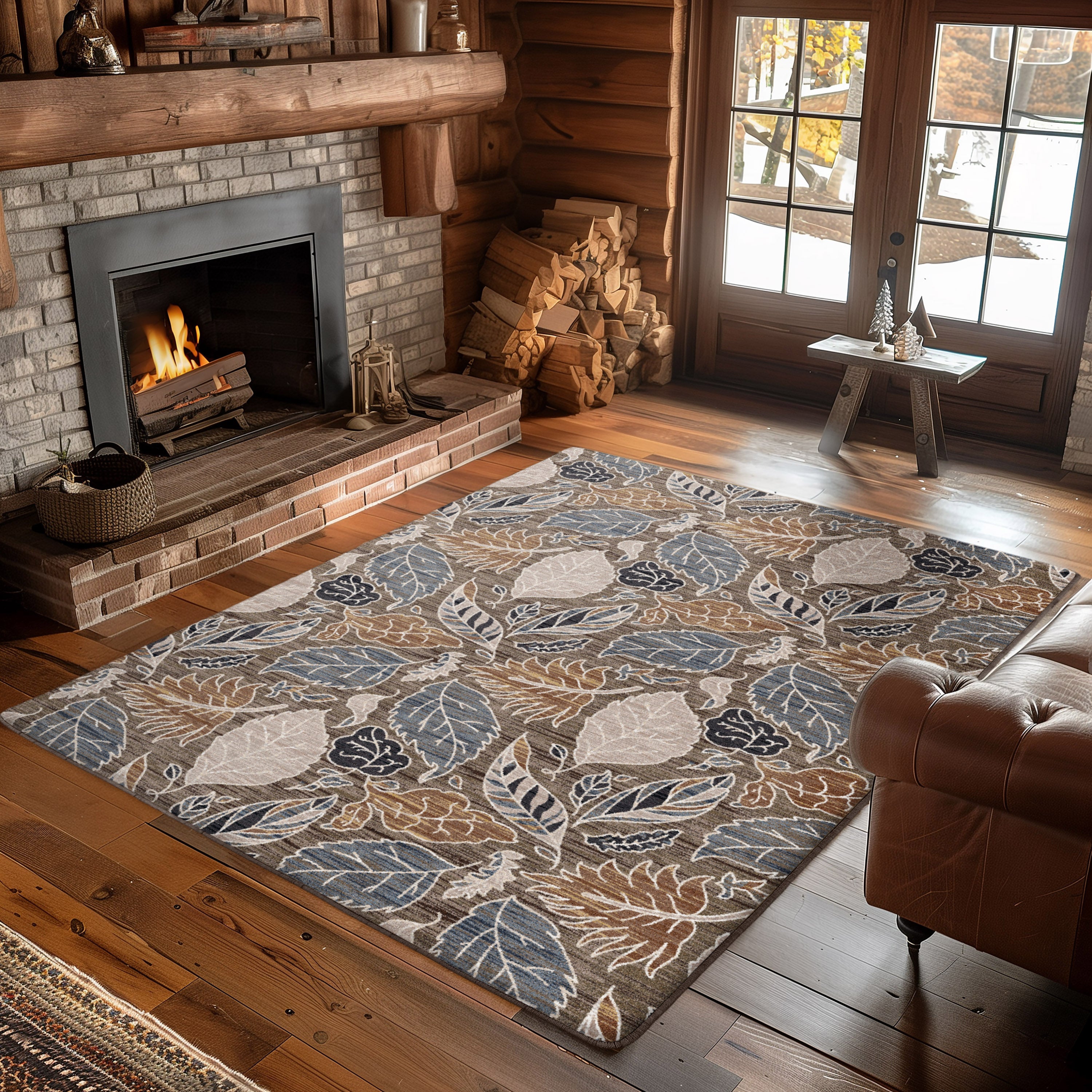 Image of an area rug, Leaves - Suede