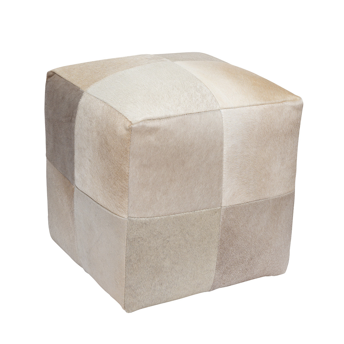 Light Champagne Cowhide Pouf