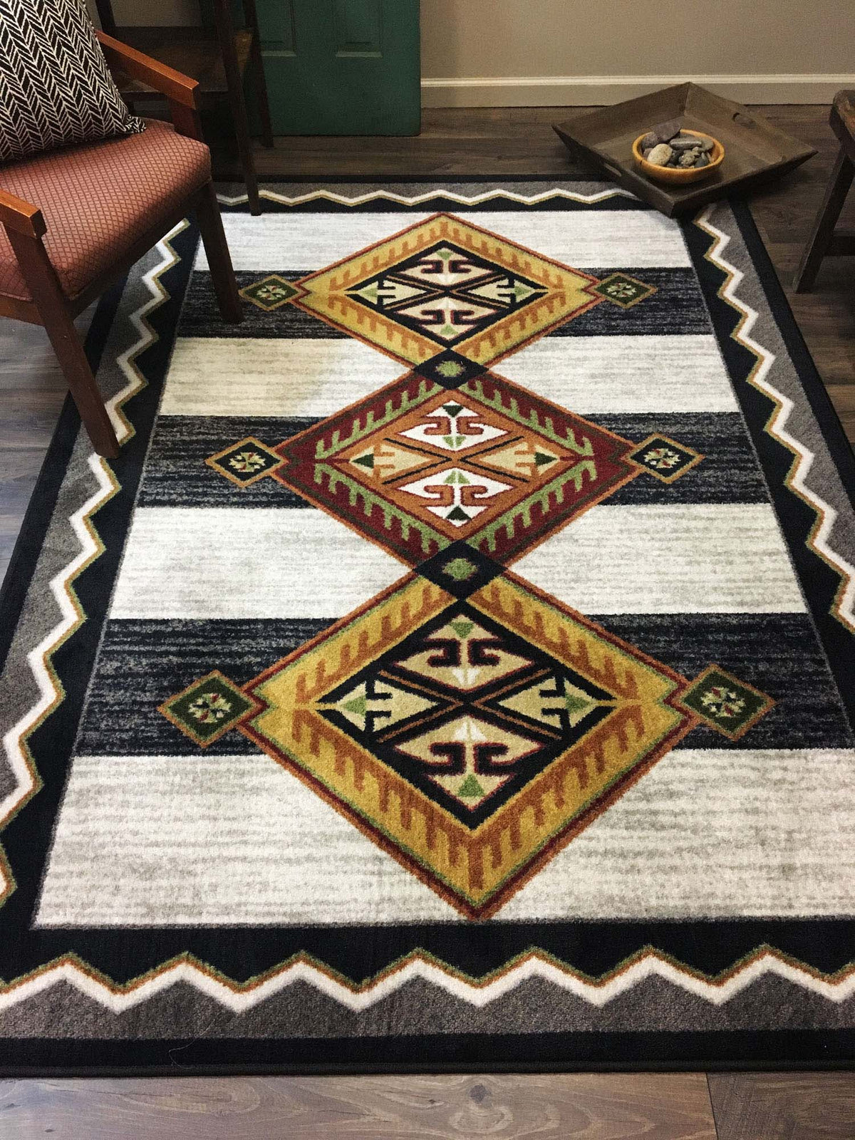Image of an area rug, Lineage - Black & White