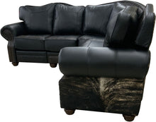 Load image into Gallery viewer, Night Croc Cowhide Double Recliner Sectional Sofa