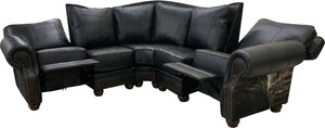 Night Croc Cowhide Double Recliner Sectional Sofa