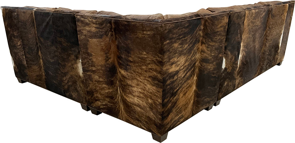 Sylvester Sierra Ridge Modern Farmhouse Western Leather & Cowhide Sectional Sofa Back
