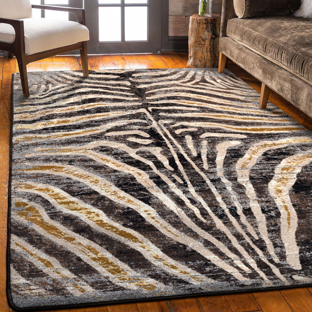 Image of an area rug, Midnight Zebra - Rawhide