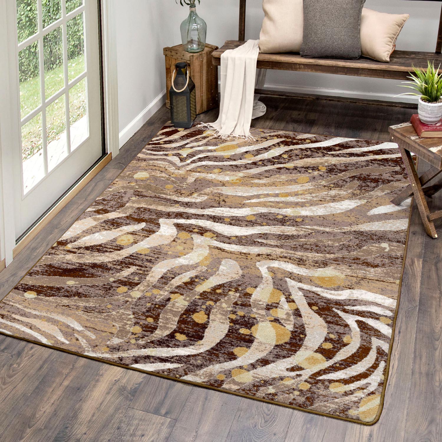 Image of an area rug, Modern Zebra - Gold Splash
