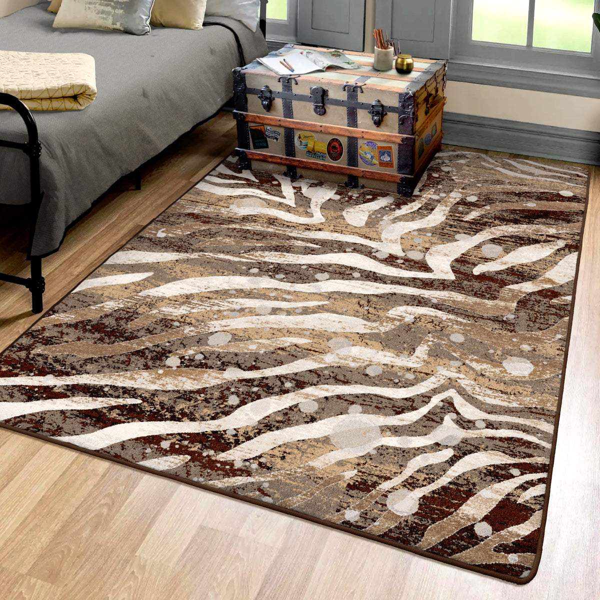 Image of an area rug, Modern Zebra - Silver Splash