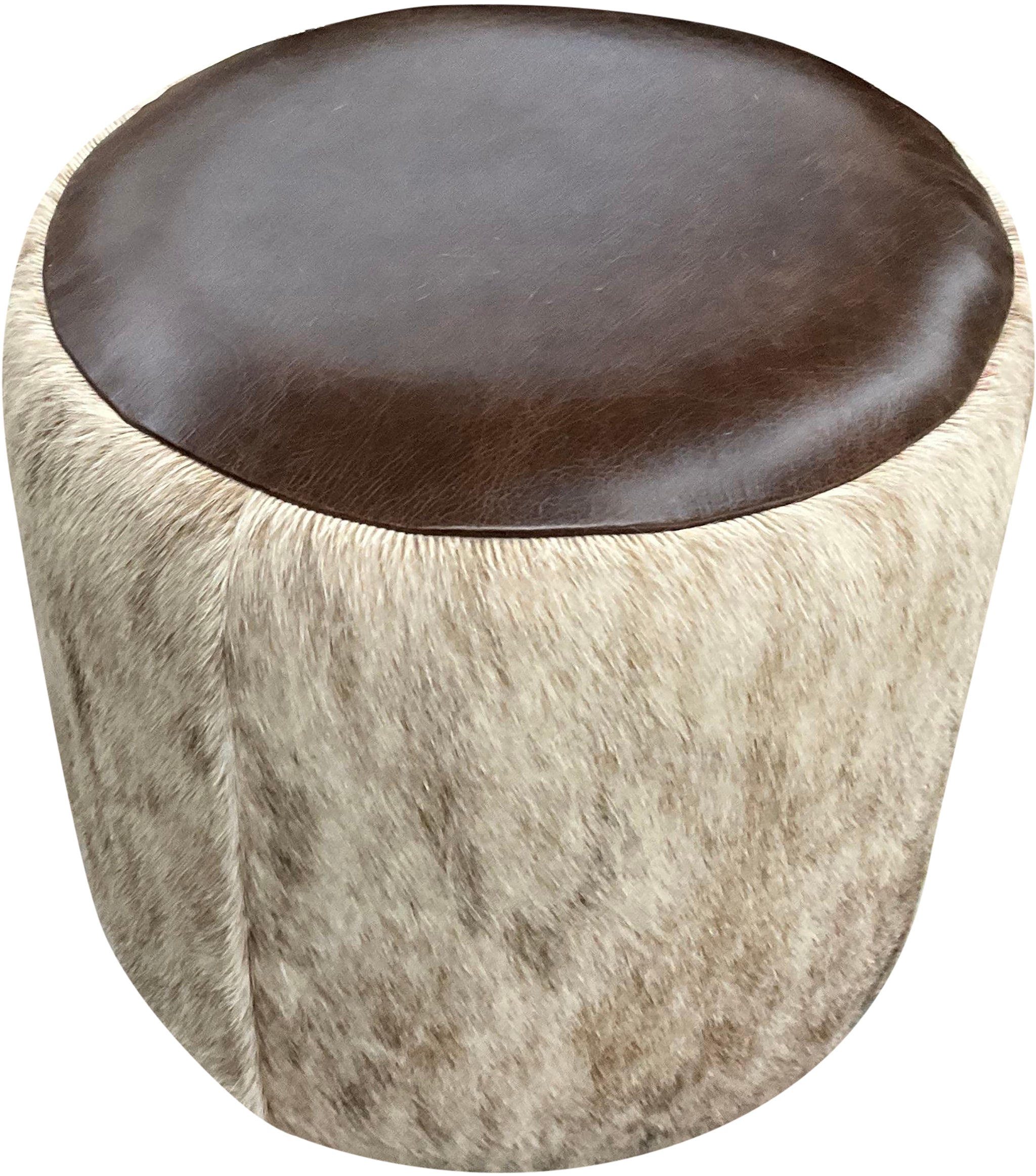 Kodiak Light Cowhide Barrel Ottoman - 18" Round
