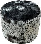 Black & White Speckled Barrel Ottoman - 18" Round