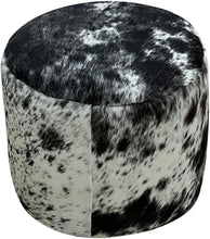 Load image into Gallery viewer, Black &amp; White Speckled Barrel Ottoman - 18&quot; Round