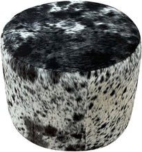 Load image into Gallery viewer, Black &amp; White Speckled Barrel Ottoman - 18&quot; Round