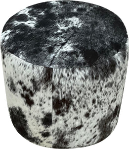 Black & White Speckled Barrel Ottoman - 18" Round