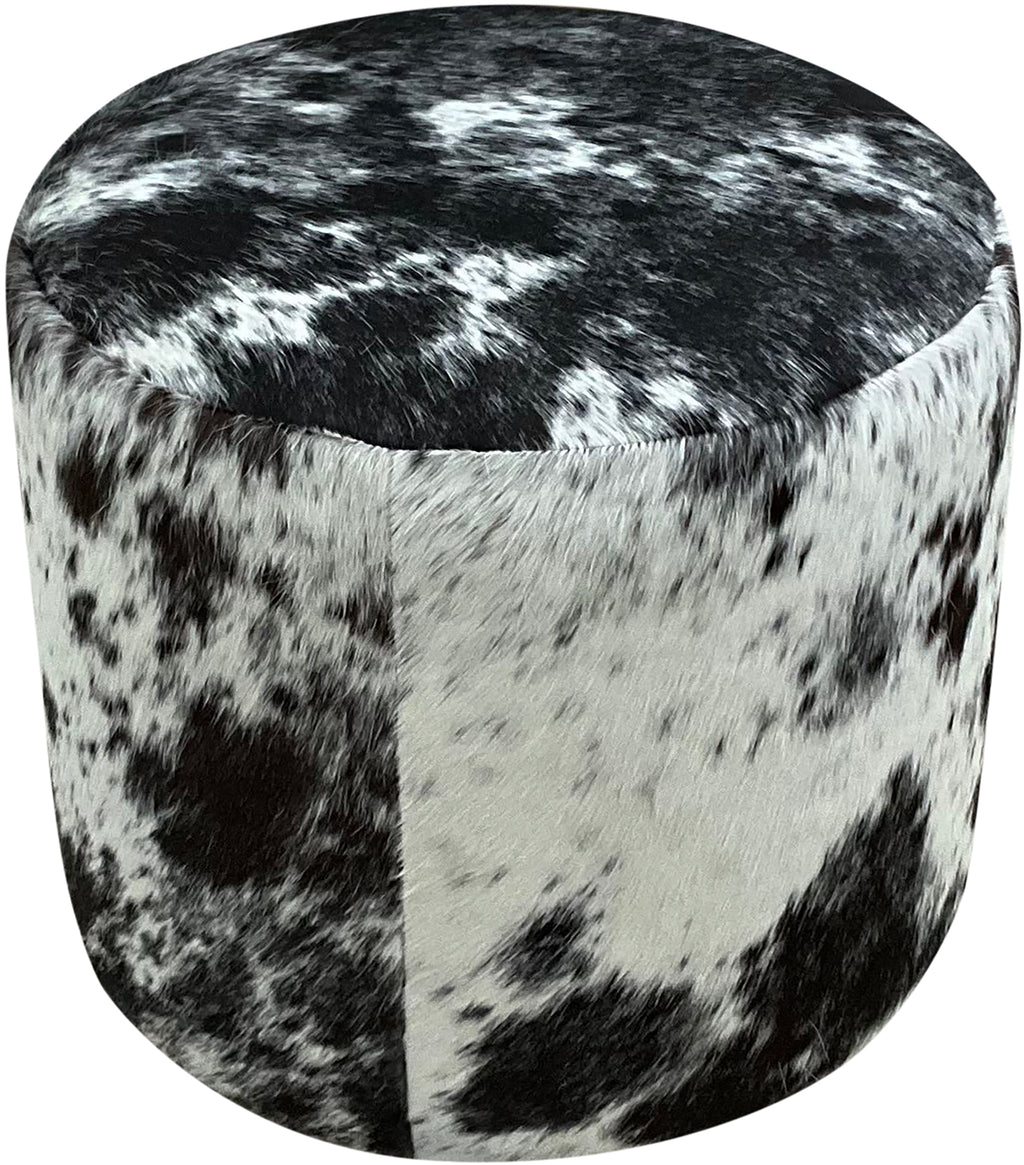 Black & White Speckled Barrel Ottoman - 18" Round