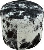 Black & White Speckled Barrel Ottoman - 18" Round