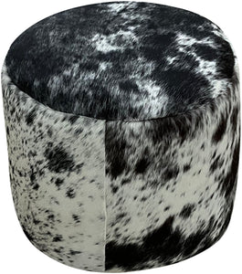 Black & White Speckled Barrel Ottoman - 18" Round