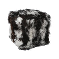 Tibetan Sheep 18" Square Pouf Ottoman - Natural Black & White