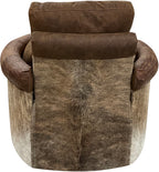 Santa Barbara Rolled & Rounded Arm Western Leather & Cowhide Swivel Recliner Back