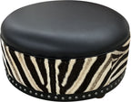 Authentic Zebra Exotic Safari 36" Round Ottoman