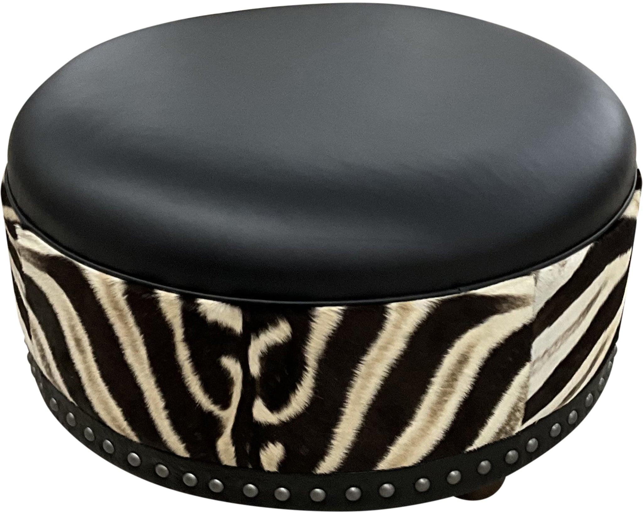 Authentic Zebra Exotic Safari 36" Round Ottoman