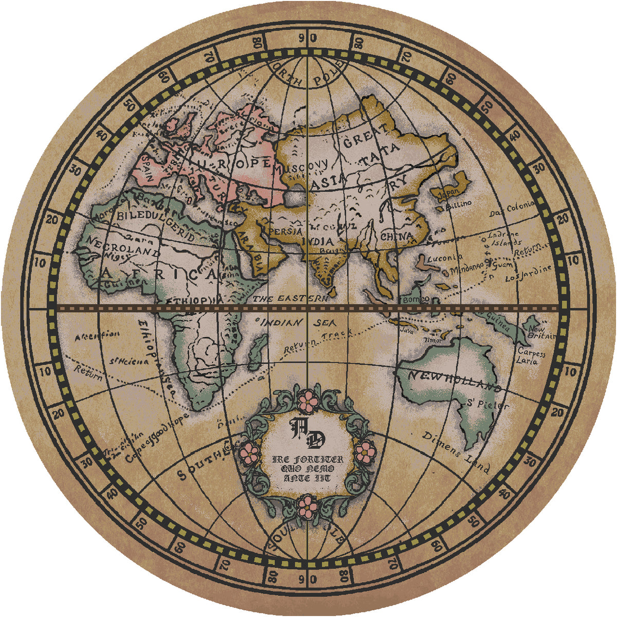 Image of an area rug, Old World Map Amz - Parchment