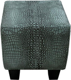 Great Blue Heron's Atlantis Cube Ottoman - 18" x 18" is upholstered with gator hornback atlantis leather with contemporary block legs.