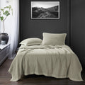 Stonewashed Cotton Waffle Weave Coverlet - Light Tan Coverlet