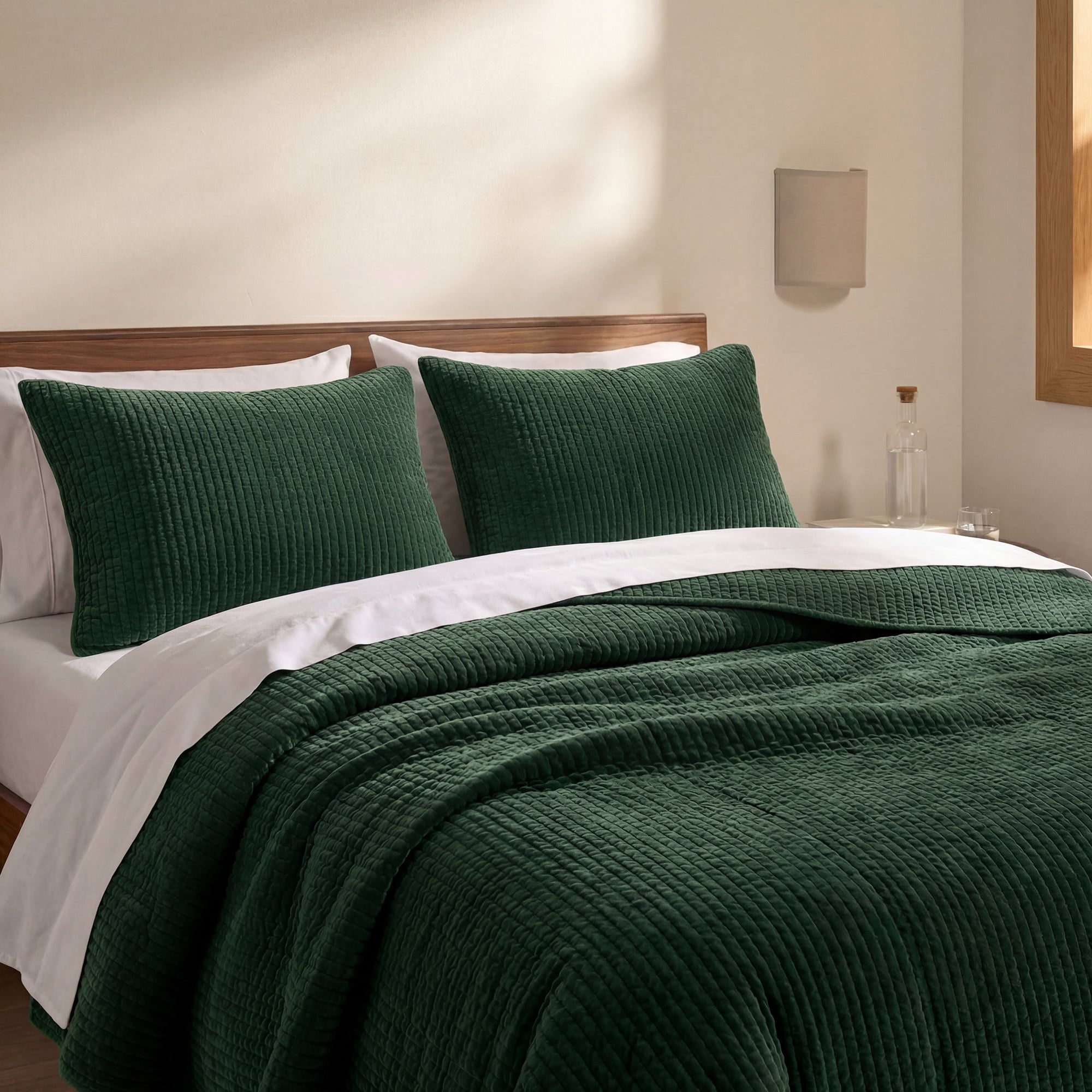 Stonewashed Cotton Velvet Quilt - Emerald Quilt