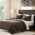 Stonewashed Cotton Velvet Quilt Set - Cocoa Quilt Set