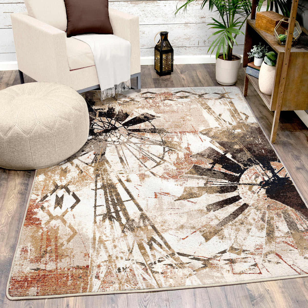 Image of an area rug, Painted Windmill - Gouache