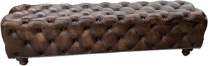 Chesterfield Classic Tufted Western Hand Rubbed Tobacco Leather End Of Bed Bench