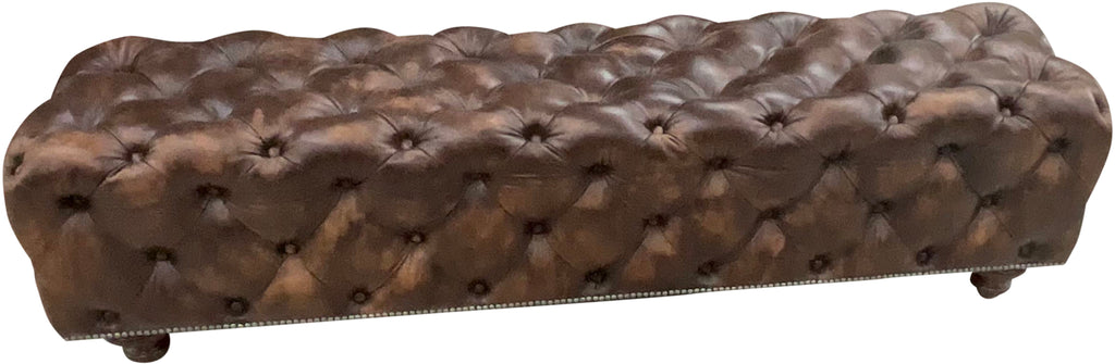 Chesterfield Classic Tufted Western Hand Rubbed Tobacco Leather End Of Bed Bench