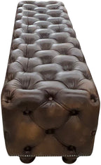 Chesterfield Classic Tufted Western Hand Rubbed Tobacco Leather End Of Bed Bench