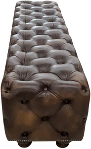 Chesterfield Classic Tufted Western Hand Rubbed Tobacco Leather End Of Bed Bench
