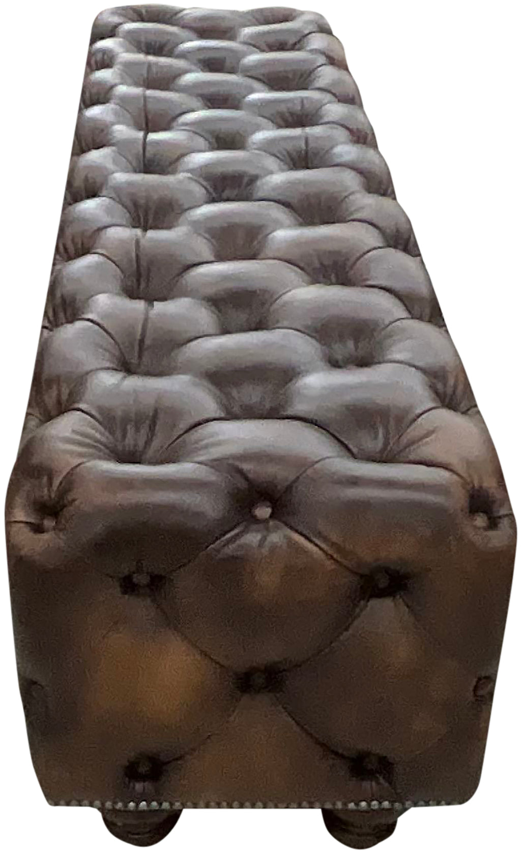 Chesterfield Classic Tufted Western Hand Rubbed Tobacco Leather End Of Bed Bench