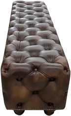Chesterfield Classic Tufted Western Hand Rubbed Tobacco Leather End Of Bed Bench
