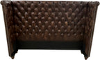 Chesterfield Classic Tufted Western Hand Rubbed Tobacco Leather Winged Headboard