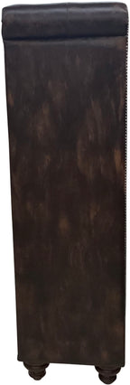 Chesterfield Classic Tufted Western Hand Rubbed Tobacco Leather Winged Headboard