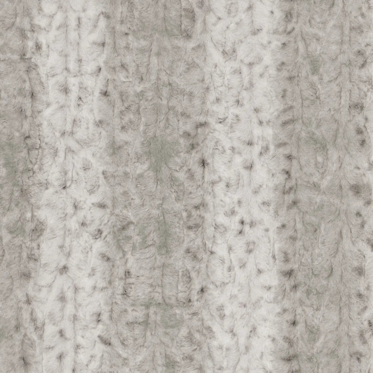 Close-up of a textured gray faux fur fabric with horizontal stripes