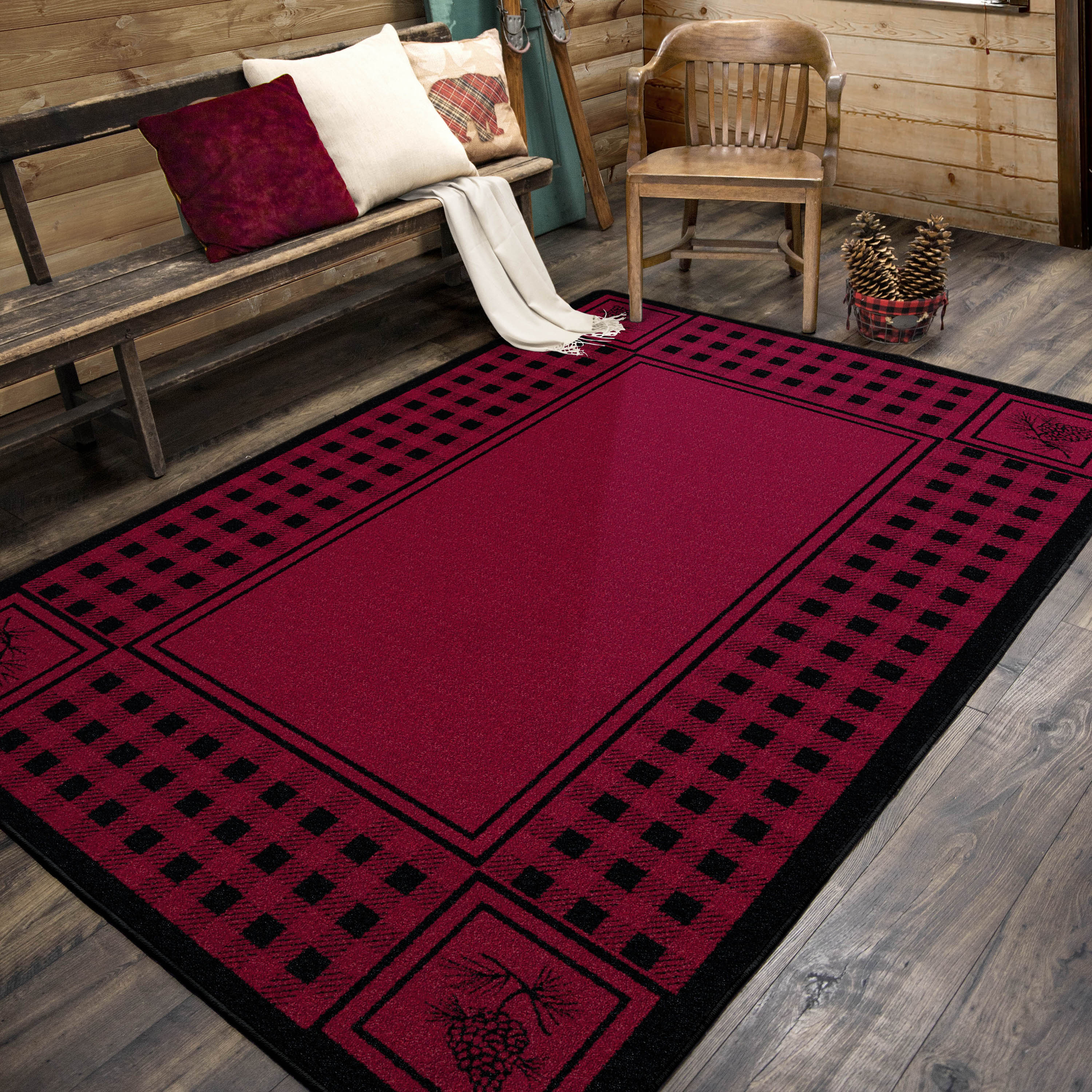 Image of an area rug, Pine Refuge - Red