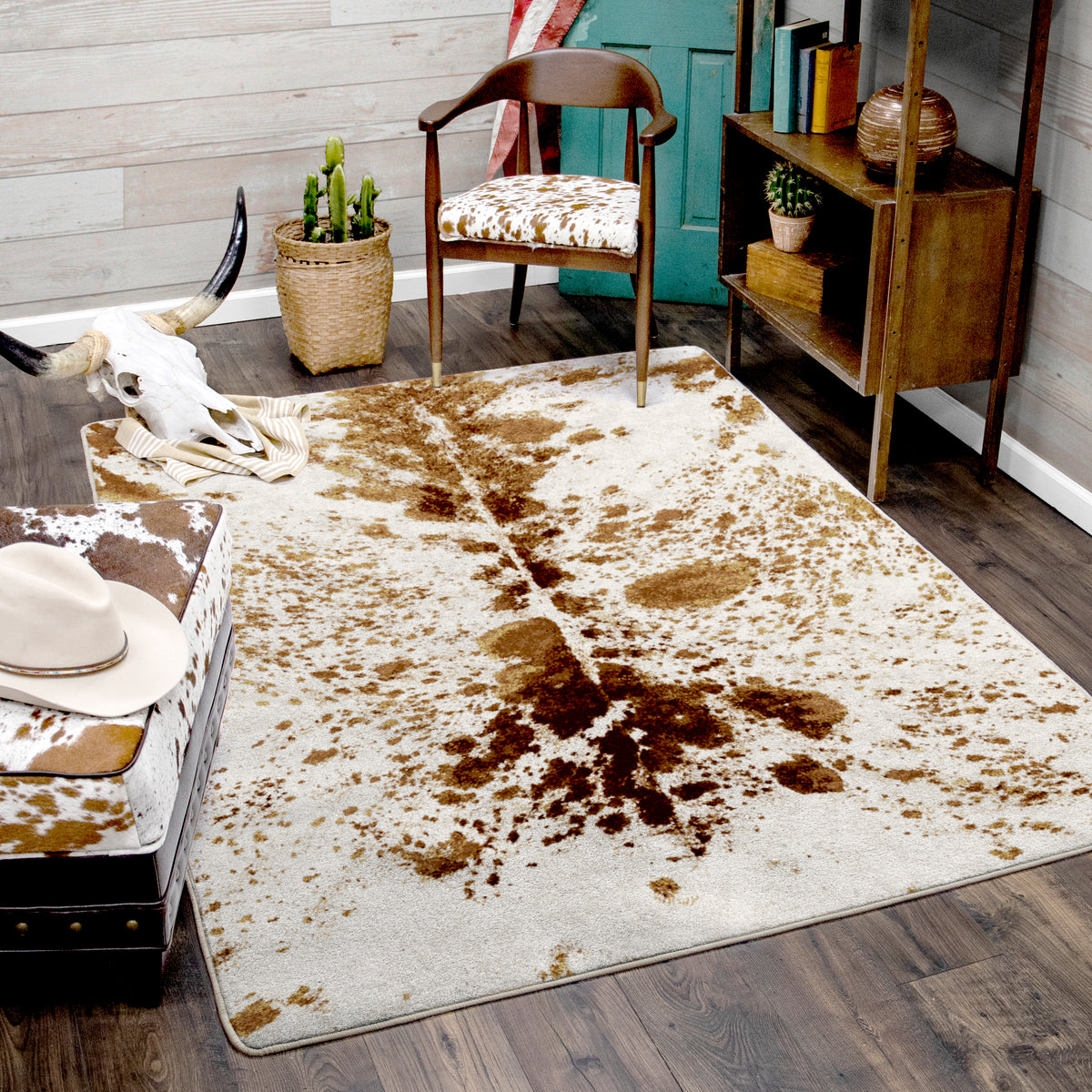 Image of an area rug, Pioneer Longhorn - Spotted Brindle