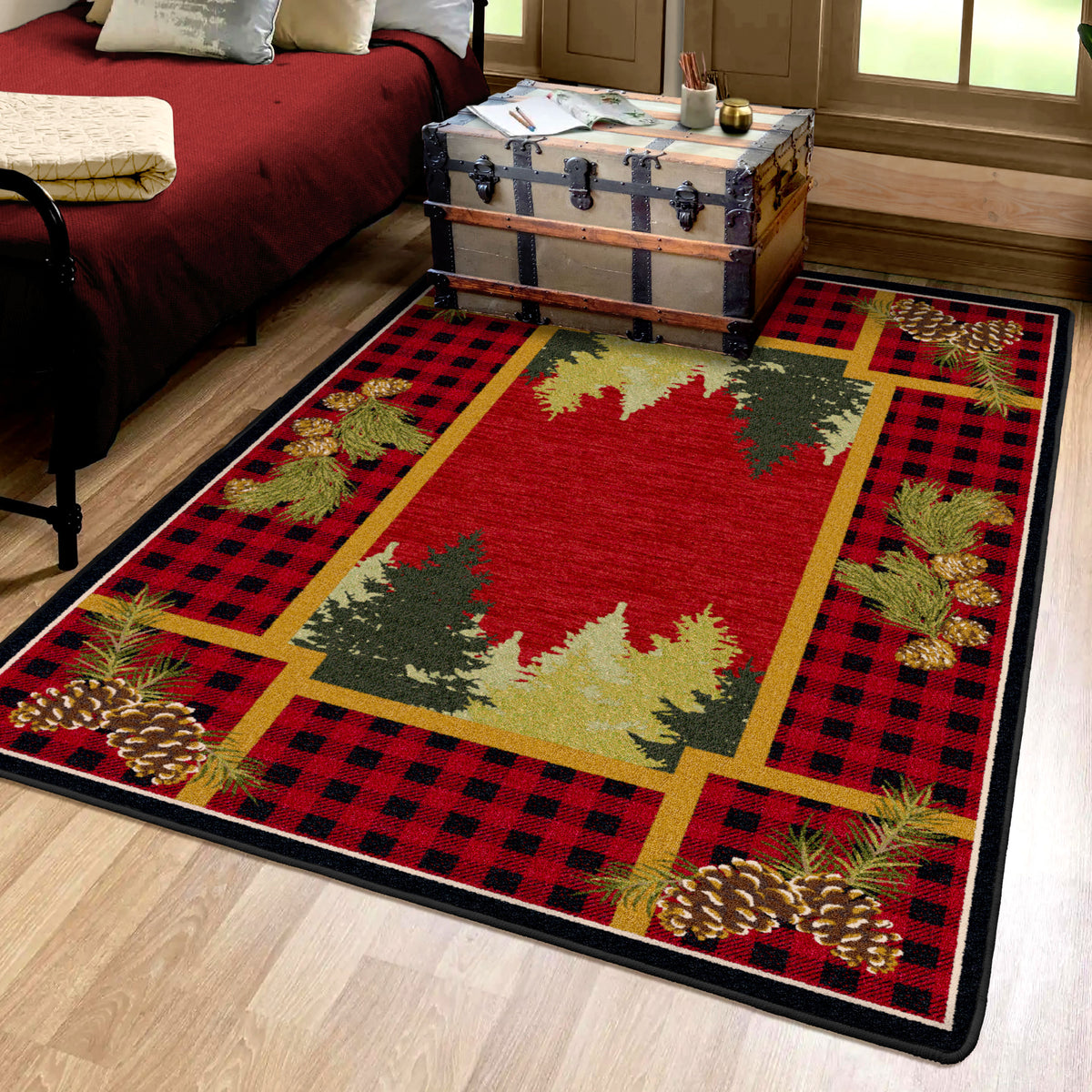 Image of an area rug, Plaid Woodsman - Red