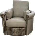Kashmir Rounded & Rolled Arm Modern Farmhouse Western Cashmere Leather Swivel Recliner