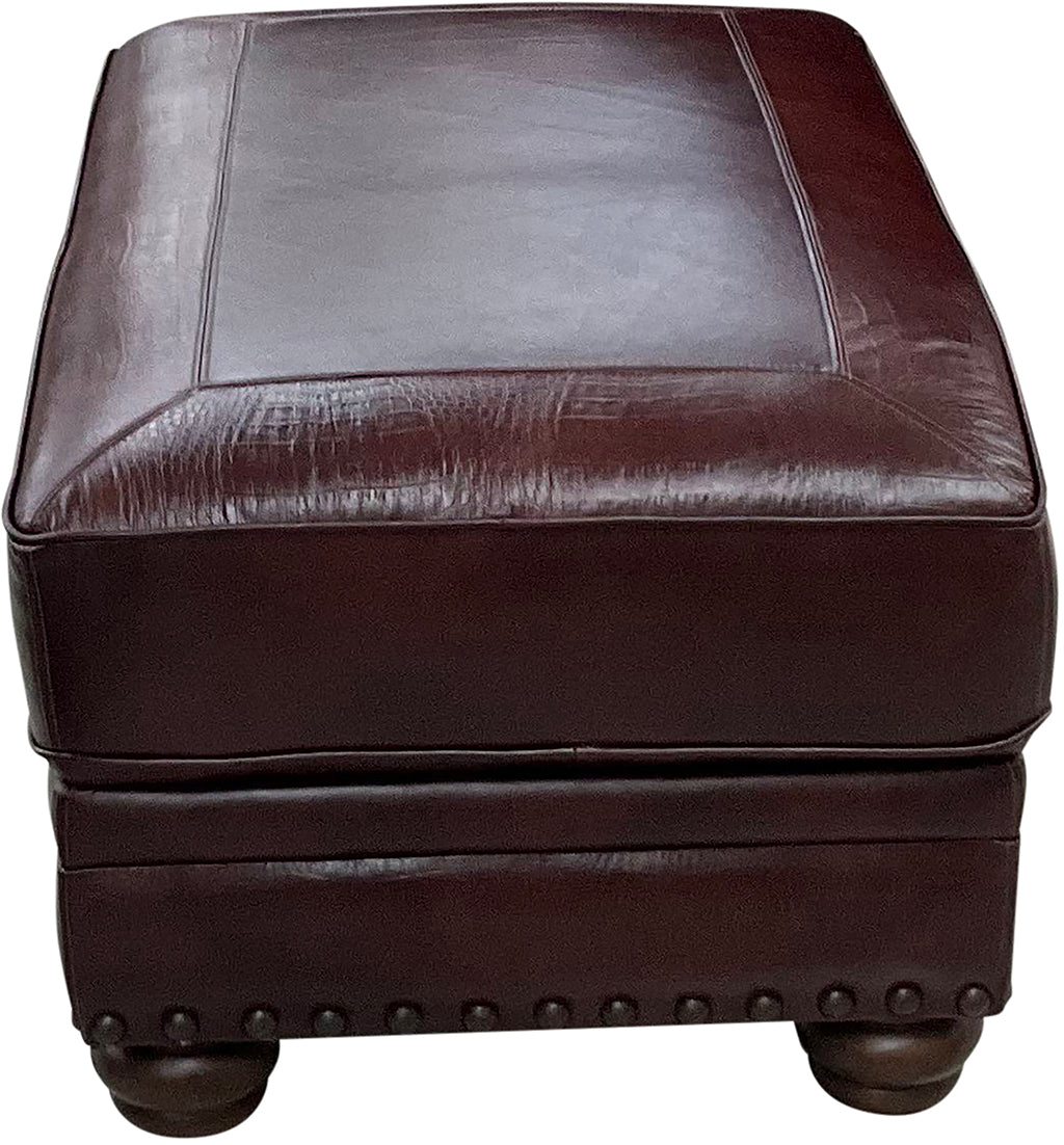 Razorback Western Red Leather Storage Ottoman